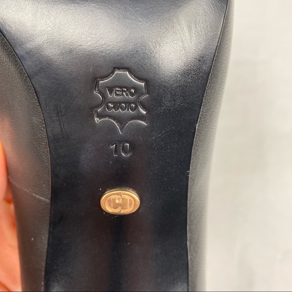 EUC-Charles David Black Leather Pointy Toed Pumps, Size 10 - Picture 4 of 12